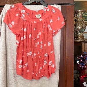 St. John’s Bay Boho Bay  Peach Leaf Prints Short Sleeve Shirt Size SP